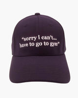 Premium blue 6-panel gym caps with bold slogans