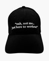 Premium black color 6-panel gym caps with bold slogans, adjustable fit, and durable fabric.