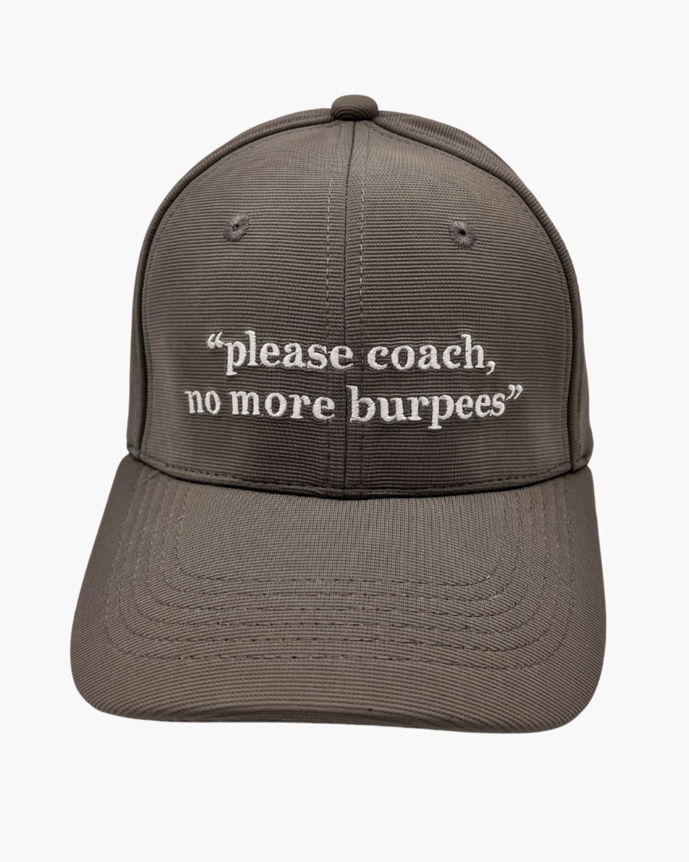 Premium grey 6-panel gym caps with bold slogans