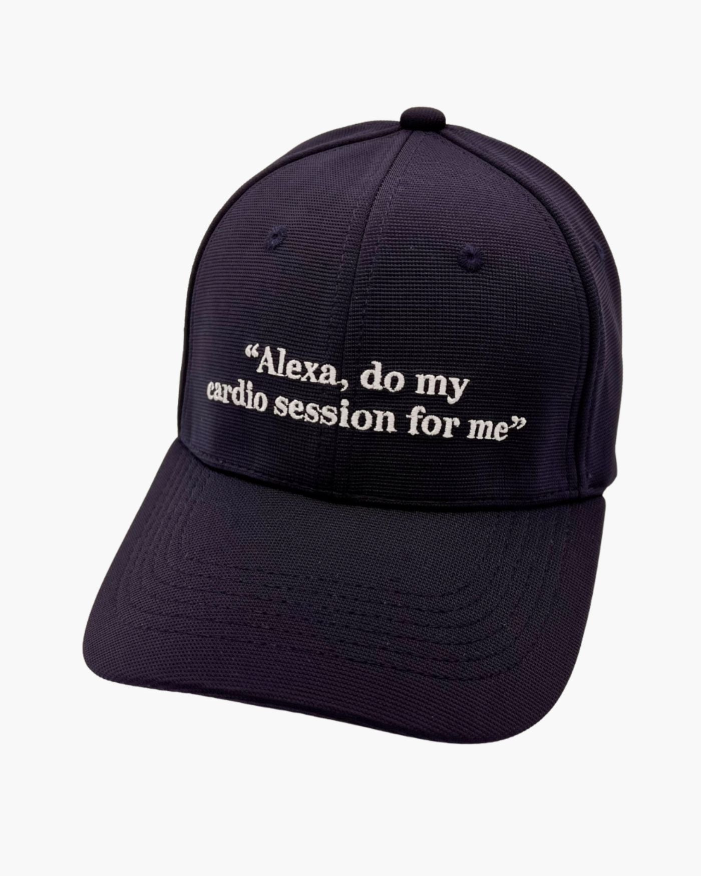 Premium blue color 6-panel gym caps with bold slogans, adjustable fit, and durable fabric.
