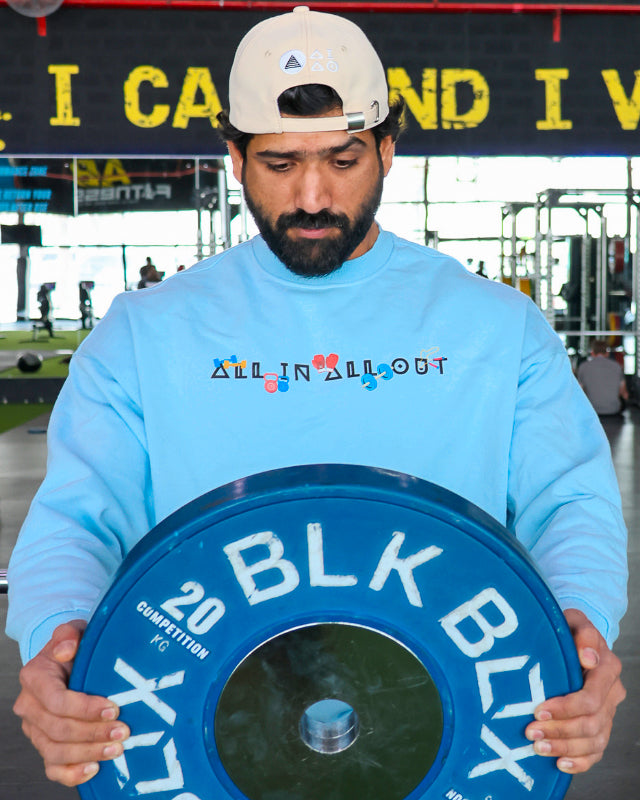 'ALL IN' OVERSIZED UNISEX SWEATSHIRT - SKY BLUE