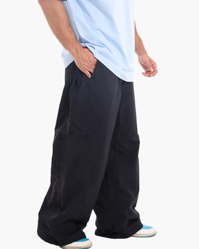 NYLON UNISEX TRACK PANTS BLACK