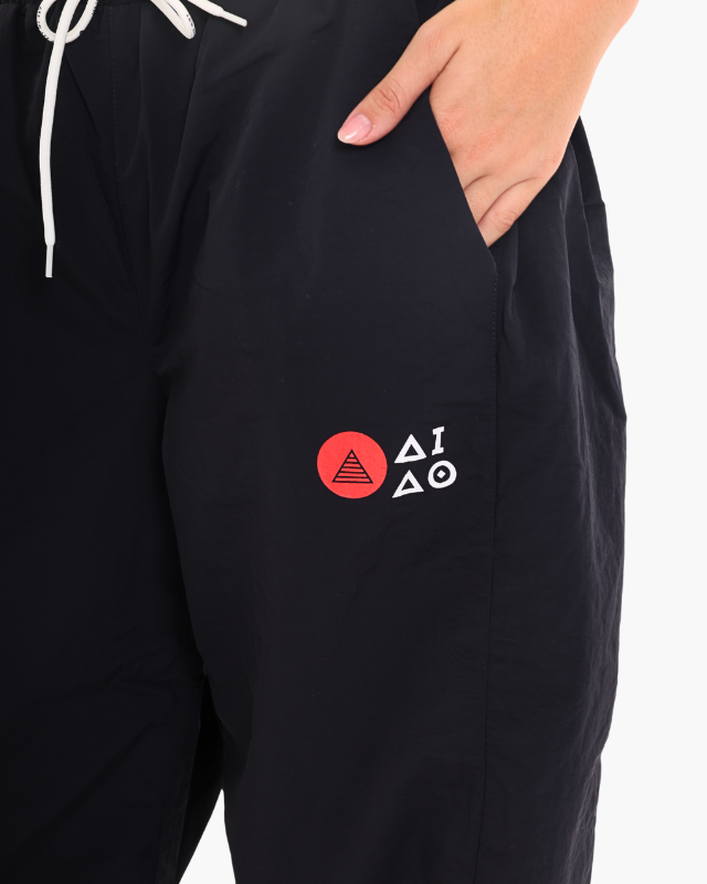 NYLON UNISEX TRACK PANTS BLACK
