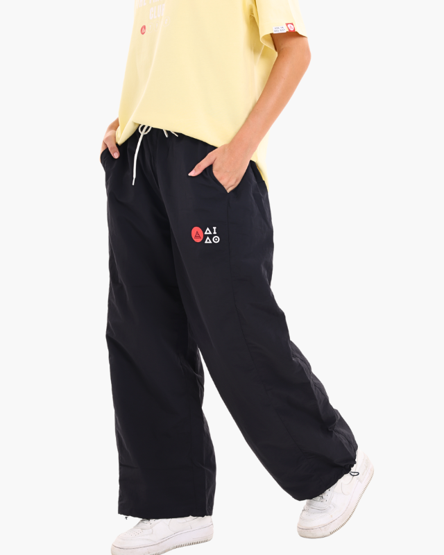 NYLON UNISEX TRACK PANTS BLACK