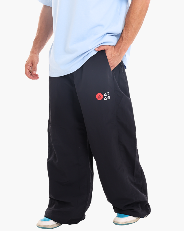NYLON UNISEX TRACK PANTS BLACK