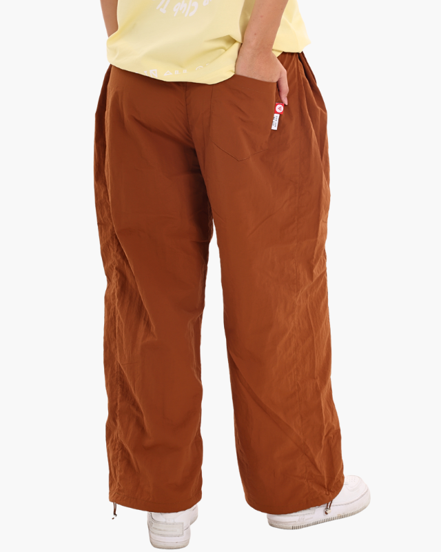 NYLON UNISEX TRACK PANTS BROWN