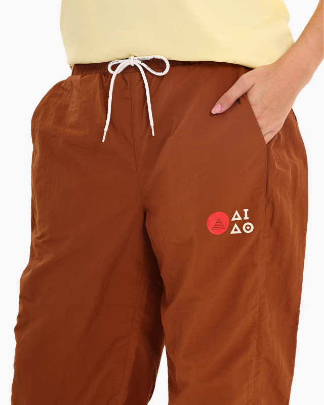 NYLON UNISEX TRACK PANTS BROWN