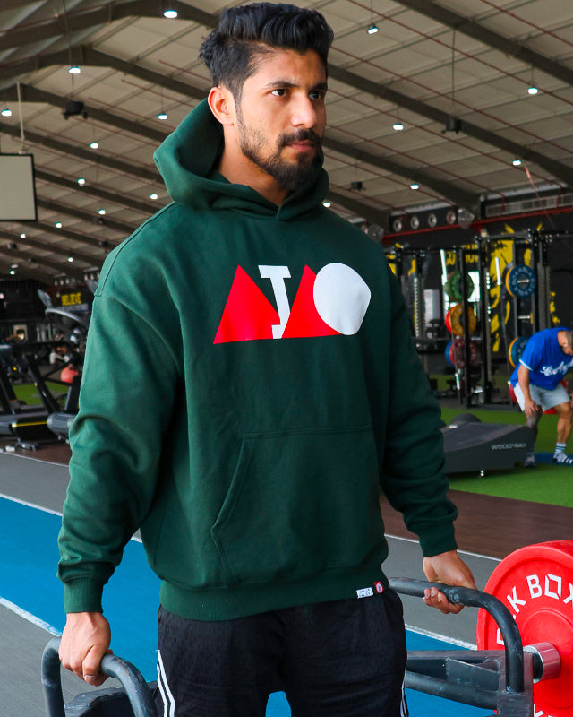 HUSTLE OVERSIZED UNISEX HOODIES - GREEN