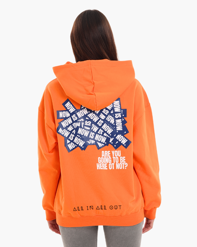 ‘NOW IS NOW’ OVERSIZED UNISEX HOODIES - PUMPKIN ORANGE