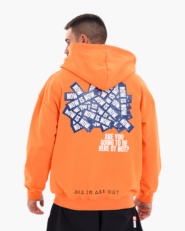 ‘NOW IS NOW’ OVERSIZED UNISEX HOODIES - PUMPKIN ORANGE