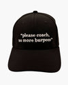 Premium black 6-panel gym caps with bold slogans