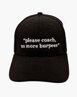 Premium black 6-panel gym caps with bold slogans