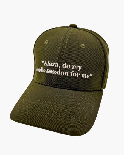 Premium green color 6-panel gym caps with bold slogans, adjustable fit, and durable fabric.