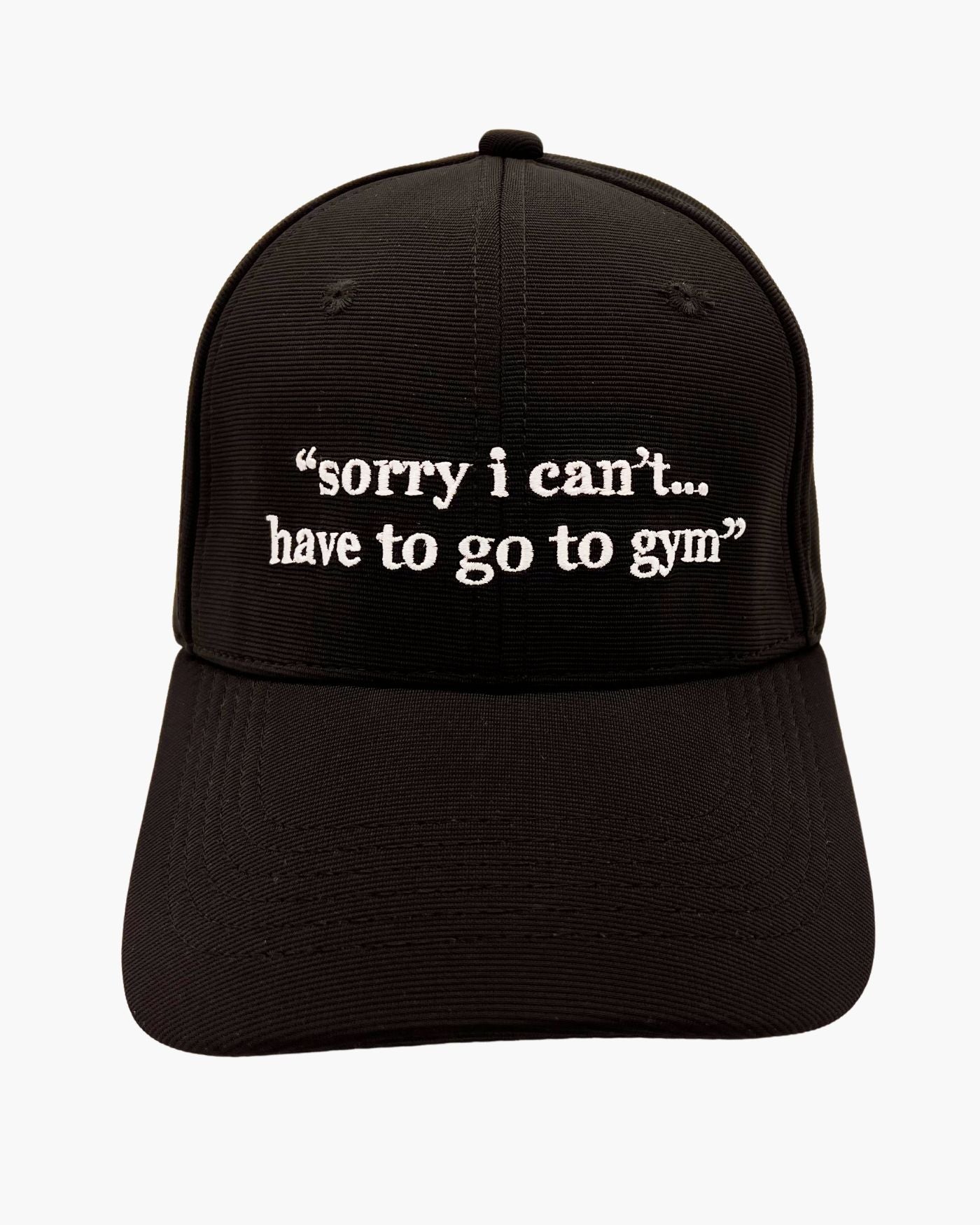 Premium black 6-panel gym caps with bold slogans
