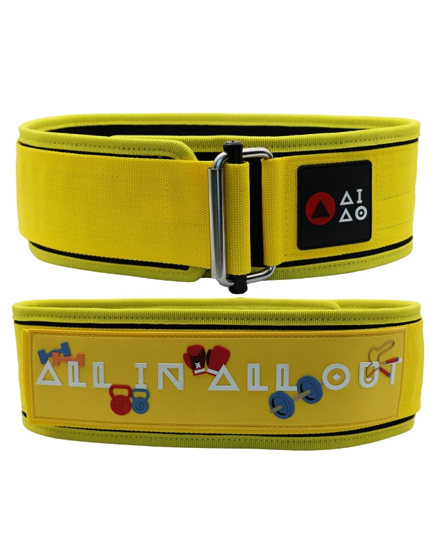 Yellow weightlifting belt 