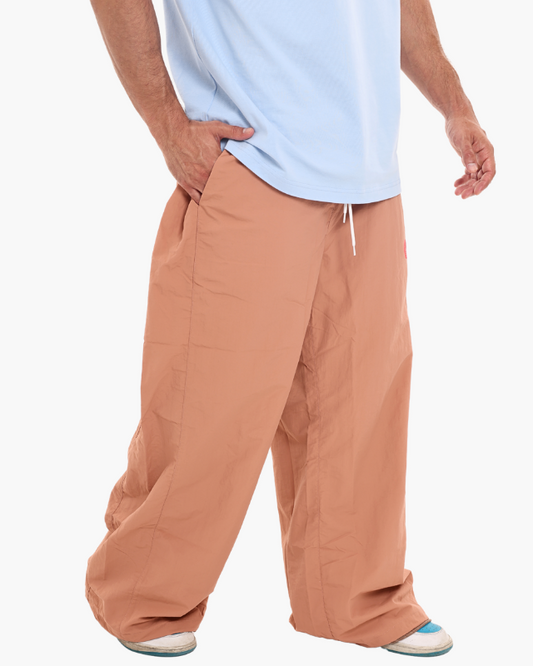 Nylon Unisex Track Pants Beige