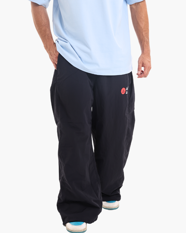 NYLON UNISEX TRACK PANTS BLACK