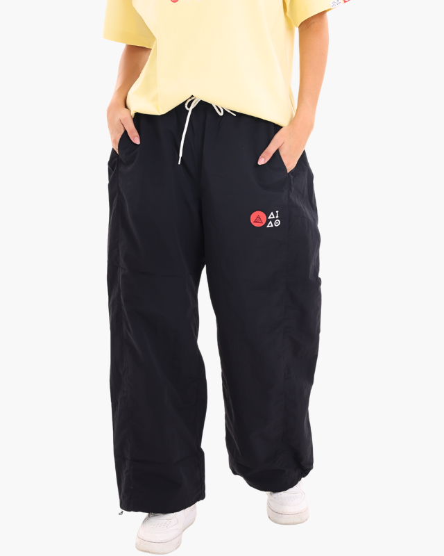 NYLON UNISEX TRACK PANTS BLACK