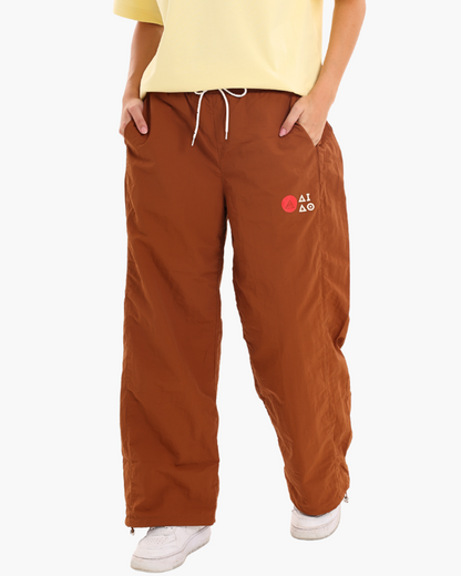 NYLON UNISEX TRACK PANTS BROWN