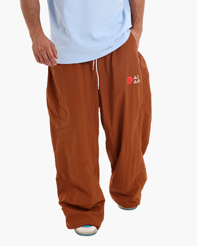 NYLON UNISEX TRACK PANTS BROWN