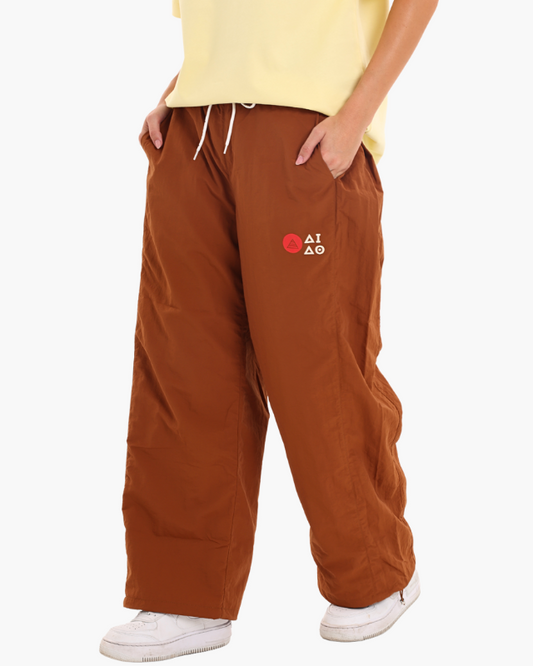 NYLON UNISEX TRACK PANTS BROWN